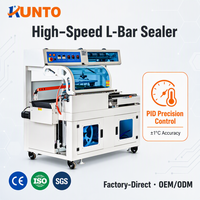 Mesin Pembungkus Laminasi Otomatis L-Bar Sealer dengan Film Heat Shrink BF450 1800pcs/jam Kontrol PID Terowongan Shrink 220V/380V