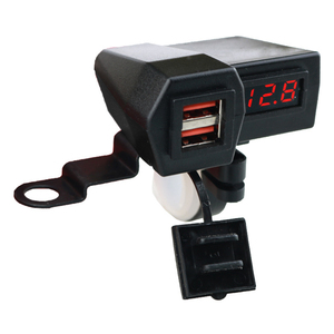 12V 3.1A QC3.0 sạc nhanh HP Điện thoại di động tay lái phía sau gương gắn cổng kép USB ổ cắm xe máy sạc với Vôn kế - Product Image 1