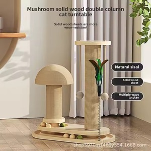 Gatto in legno massello personalizzato Scratcher struttura da arrampicata in Sisal resistente con erba gatta peluche e carta giocattoli MDF - Product Image 6