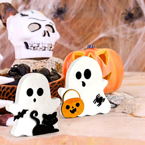 Adorable pot de fleurs fantôme personnalisé pour Halloween, décoration créative blanche pour fêtes d'Halloween - Product Image 1