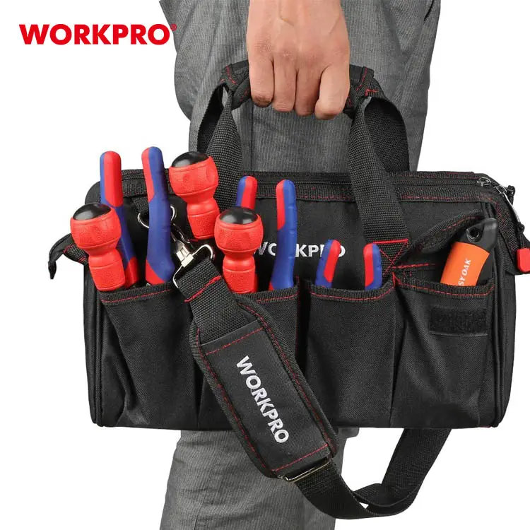 WORKPRO Heavy Duty Grande Capacità Di Stoccaggio In Poliestere Borsa Degli Attrezzi Multi-tasca con Tracolla Regolabile Borsa Degli Attrezzi