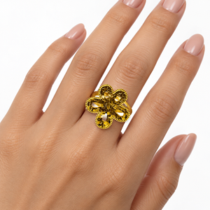 Bague de cocktail en alliage plaqué or, bijoux de fête glamour unisexes - Product Image 5