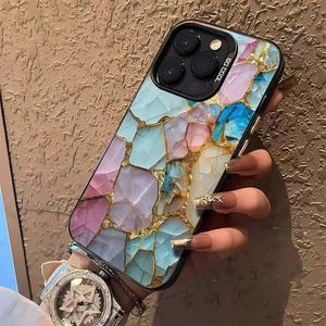 Cover per Cellulare in TPU PC con Stampa Motivo Pietra Colorata e Placcatura Argento per <span class=keywords><strong>iPhone</strong></span> 11 12 13 14 15 16 17 18 Pro Max - Product Image 2