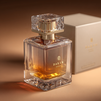 Flacon de parfum rectangulaire 30ml 50ml en verre avec bouchon doré et atomiseur