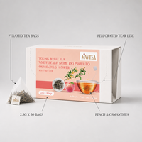 Sachets de thé blanc aromatisé MWTEA, thé pyramidal à l'osmanthus et à la pêche, 2,5 g x 30, boîte de vente au détail pour la santé