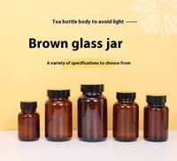 Stock d'usine – Bouteille en verre brun de 60g, 120g, 200ml avec capsule foncée, pot scellé, flacon vide de 15ml sérigraphié pour produits de santé