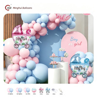 Perlengkapan Dekorasi Balon Garland Pengungkapan Jenis Kelamin Bayi Laki-laki atau Perempuan, Balon Lateks Pink Biru, Dekorasi Pesta Baby Shower dengan Kereta Bayi