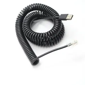 Custom cable USB to RJ9 6P4C 6P2C 4P2C Telephone Network ethernet patch cord Stretchy Spring Coiled cable