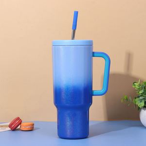 DD3726 <b>40oz</b> Stainless Steel Double Wall Vacuum <b>Tumbler</b> <b>Handle</b> Leakproof Lid Straw 24-36 Hours Thermal Insulation American Style - Product Image 1