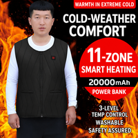 11 Jaket Pemanas Ringan Tahan Air untuk Musim Dingin, Bahan Polyester Anti Angin dengan Ritsleting, Cocok untuk Fitness, Unisex, Dilengkapi Zona Pemanas