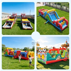 Parcours d'obstacles gonflable sur le thème des courses, avec toboggan et piste de course Monster Truck, pour enfants et adultes, location pour événements extérieurs et fêtes foraines - Product Image 3
