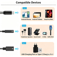 Câble convertisseur audio numérique 2-en-1 Type C 60W vers adaptateur casque auxiliaire 3,5 mm avec charge et répartiteur microphone/haut-parleur