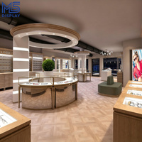 Vitrine murale optique personnalisée avec éclairage LED pour lunettes, présentoir pour magasin d'optique avec tiroir de rangement