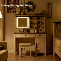 Ama Zon Ensemble de coiffeuse moderne et de luxe personnalisé avec miroir, tiroir et meuble de rangement Design de chambre à coucher en bois unique