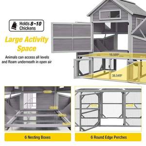 Nouvelle cage à poules extérieure en bois Bobite, grande taille, étanche, avec plateau en plastique et palette métallique - Product Image 3