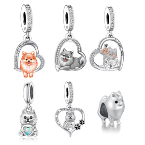 Breloques Pan en Argent Sterling 925 avec Perles de Zircon, Motif Chien Pomeranian Tendance, Compatibles Bracelet Original, Bijoux pour Filles et Filles, Berluque - Product Image 1