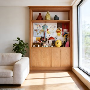 Meuble de salon MUJU en bois massif, style nordique minimaliste, étagère de rangement ouverte multi-niveaux, présentoir d'art pour enfants, interaction parent-enfant 5+ - Product Image 3