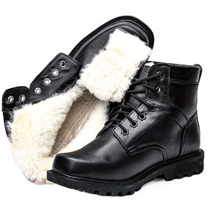Winter <b>Men's</b> Non Slip Snow Boots Thick Warm Wool Lined Mid <b>Heel</b> Front Lace Solid Color Adult Outdoor Wear - Product Image 5