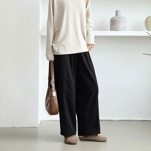 Pantalon <span class=keywords><strong>long</strong></span> ample à jambes larges pour <span class=keywords><strong>femme</strong></span>, style automne-hiver, vente directe d'usine - Product Image 2