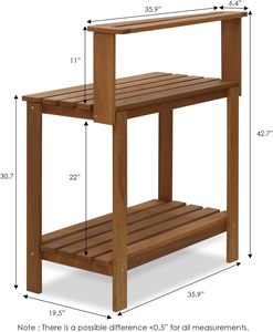 Étagère <span class=keywords><strong>de</strong></span> rangement ouverte à 3 niveaux en bois massif Table <span class=keywords><strong>de</strong></span> rempotage d'établi robuste pour pots <span class=keywords><strong>de</strong></span> fleurs et jardinières <span class=keywords><strong>de</strong></span> jardin extérieur - Product Image 3