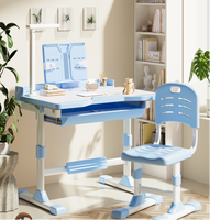 Ensemble de bureau et chaise ergonomiques réglables pour enfants, pour la maison et l'école, avec rangement et bureau inclinable