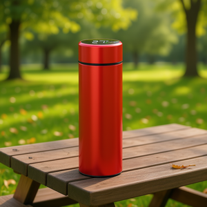 Thermos intelligent Myrva 17 cm rouge en acier inoxydable avec affichage de la température, double paroi isolée, pour usage extérieur - Product Image 2