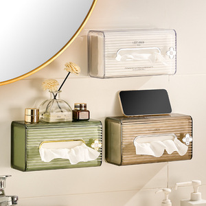 Lecurer Wall Mounted Tissue Box Transparent Silver Multipurpose Storage For Home Kitchen Toilet - Product Image 3