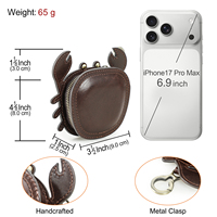 Grosir CONTACT'S FAMILY CF2229 Gantungan Kunci Kulit Hewan Vintage 2-in-1 Dompet Koin Kantong Earbuds Resleting Warna Kopi