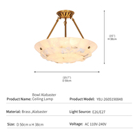 Lustre semi-encastré en laiton et albâtre, moderne, LED, avec abat-jour en forme de coquille à étages, pour salon, salle à manger, chambre à coucher, projets hôteliers
