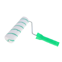 Offre spéciale échantillon gratuit de brosse à rouleau usine pinceau à rouleau couverture en tissu pinceau à rouleau à rayures vertes avec manche vert