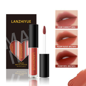 3 Pcs/<span class=keywords><strong>Lot</strong></span> Long Lasting Liquid Matte Lip <span class=keywords><strong>Gloss</strong></span> Liquid Lipstick Lip Makeup Beauty Red Nonstick Cup Waterproof Lip <span class=keywords><strong>Gloss</strong></span> - Product Image 1