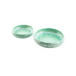 Tazón de madera y nácar para servir chocolate, para el hogar, hoteles y restaurantes, juego de 2 tazones de diferentes tamaños. - Product Image 1