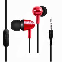 Headphone In-Ear Berkabel Jack 3.5mm Earbud Bass Metal dengan Mikrofon Headset Peredam Kebisingan untuk Ponsel Laptop Gaming Kotak Retail