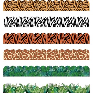 Bordes Personalizados para Tableros de Anuncios con Estampado Animal, Temática de Safari Africano, Leopardo, Cebra, Tigre, Jirafa, Hojas Tropicales - Product Image 1