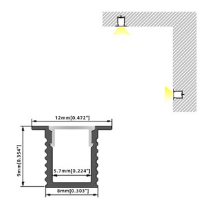 8x9mm Mini formato incasso <span class=keywords><strong>profilo</strong></span> in alluminio <span class=keywords><strong>per</strong></span> Display <span class=keywords><strong>Led</strong></span> ripiani lineari luce sotto la camera da cucina armadio bar luce armadio - Product Image 3