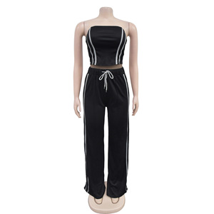 Ensemble Décontracté Y2K Mode Vacances Deux Pièces Femme: Top Tube Sensuel et Pantalon Droit Drapé Taille Haute Été - Product Image 6