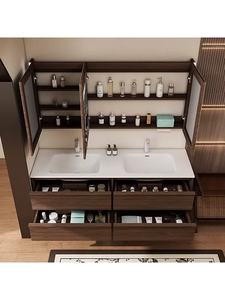 New cosmetic <b>wall</b>-mounted bathroom cabinet LED light strip defogger large storage bathroom vanity - Product Image 4