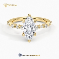 Bague de fiançailles en moissanite marquise certifiée GRA, plaquée or 18 carats, argent sterling 925, pour femme