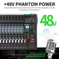 Mixer Audio profesional 8 saluran, desain baru USB 48V Phantom Power Stereo DJ Studio MP3 pencahayaan Video
