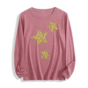 Tela suave "Golden Sequin Stars Graphic" <span class=keywords><strong>Camiseta</strong></span> de manga larga Multi colores - Product Image 4