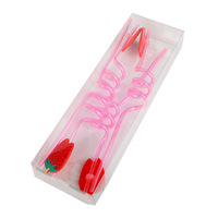 5 mm paille en plastique spirale paille décontracté fête boisson paille accessoire avec fraises Topper