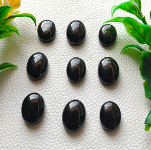 หินอัญมณีออบซิเดียนสีดำทรงวงรีขนาด4x6มม. ถึง20x30มม. หินธรรมชาติสำหรับการทำเครื่องประดับ (แพ็คละ10ชิ้น) - Product Image 4