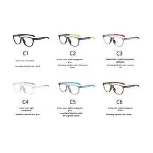 Montures optiques rondes légères, antichoc et incassables à monture intégrale – Logo personnalisé, verres PC transparents unisexe <span class=keywords><strong>pour</strong></span> adultes, sports de badminton - Product Image 2