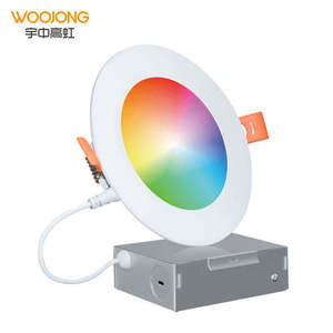 우종 <span class=keywords><strong>4</strong></span> 인치 <span class=keywords><strong>LED</strong></span> 통 포트라이트 정션 박스 화이트 알루미늄 WiFi 매입형 천장 조명 패널 빌라 선택 가능 3CCT - Product Image 1