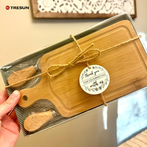 Hot-selling Bamboo Wooden Mini Cheese & Bread Board with Gift Box-Durable Easy to Clean for Home Party Festive Christmas Gift - Product Image 6