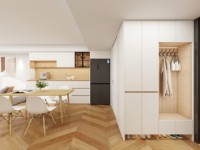 Armario de Lujo con Tocador Integrado, Armario Modular Personalizado, Mueble de Madera Moderno para Dormitorio