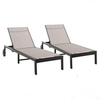 Mobilier d'extérieur Chaise Longue en tissu aluminium Chaise Longue Chaise Longue de jardin avec roues