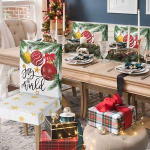 Holiday Dining Elegance 4PCS Fundas elásticas para sillas navideñas con protectores lavables en stock - Product Image 2
