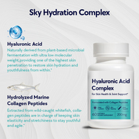 Capsules d'acide hyaluronique avec peptides de collagène marin hydrolysé, biotine, vitamine, sélénium, favorisent la santé de la peau, des cheveux, des os et des articulations