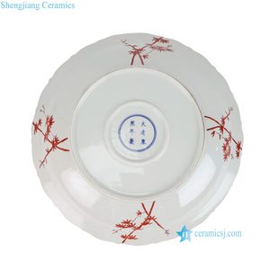 RYZG65-A <span class=keywords><strong>Assiette</strong></span> de service décorative en porcelaine à motif Famille Rose, chou bok choy et papillon, grande taille, vente en gros - Product Image 4